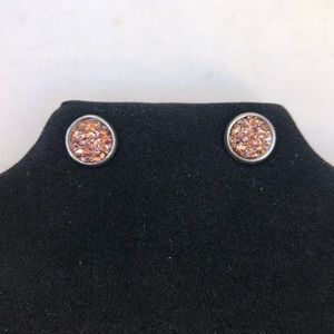2/$20 Peach Druzy Glitter Post Earrings Stainless Steel